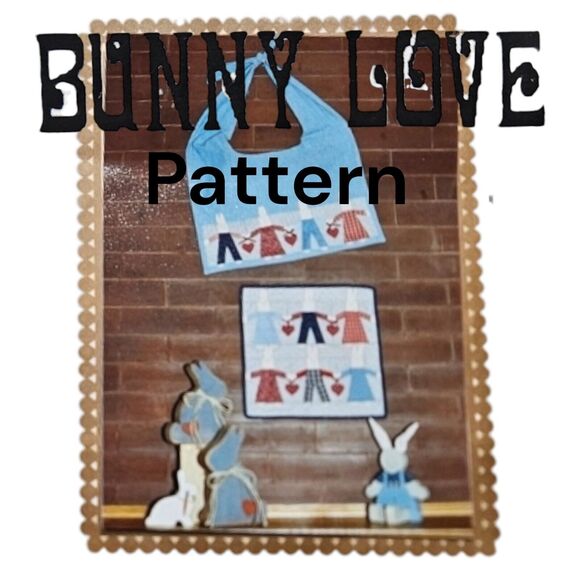 Vintage Quilting Pattern: Bunny Love Collar & Mini Quilt  Needle in the Haystack - Picture 1 of 5